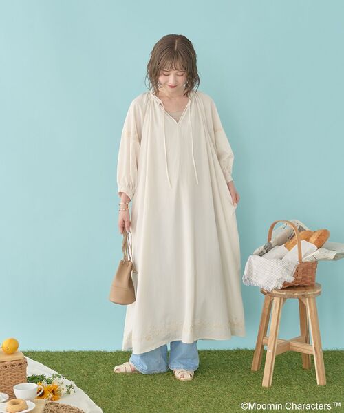MOOMIN(ムーミン)の「【WEB限定】Moomin 刺繍スキッパーワンピース(シャツワンピース・レディース・ライトベージュ/ブラック/アイボリー・FREE)」の15枚目の写真