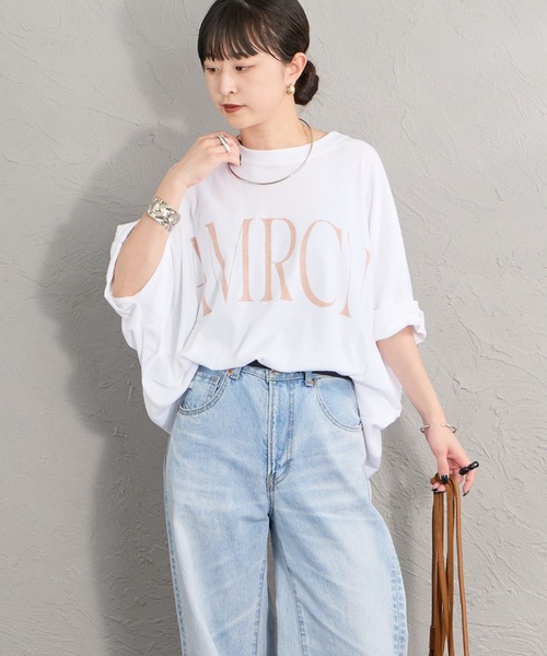 AMERICANA（アメリカーナ）の「【WEB限定】[Americana/アメリカーナ] AMRCN クロップド丈  ロールアッププリントTシャツ（Tシャツ/カットソー・レディース・ホワイト/ブラウン/ブラック・ONE SIZE）」の9枚目の写真