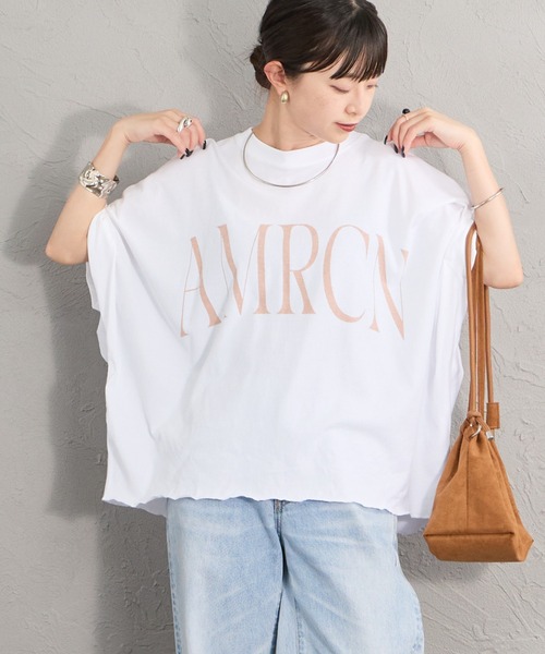 AMERICANA（アメリカーナ）の「【WEB限定】[Americana/アメリカーナ] AMRCN クロップド丈  ロールアッププリントTシャツ（Tシャツ/カットソー・レディース・ホワイト/ブラウン/ブラック・ONE SIZE）」の10枚目の写真