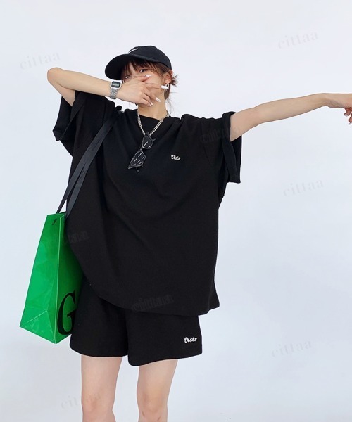 Dalfwin(ダールフィン)の「韓国ファッション 【上下セット】Oisis刺繍ワッフル半袖セットアップ(ルームウェア/パジャマ・レディース・ブラック/ベージュ・FREE)」の16枚目の写真