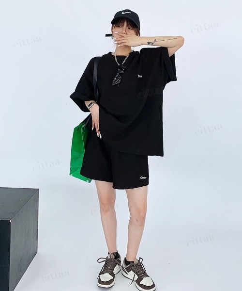 Dalfwin(ダールフィン)の「韓国ファッション 【上下セット】Oisis刺繍ワッフル半袖セットアップ(ルームウェア/パジャマ・レディース・ブラック/ベージュ・FREE)」の18枚目の写真