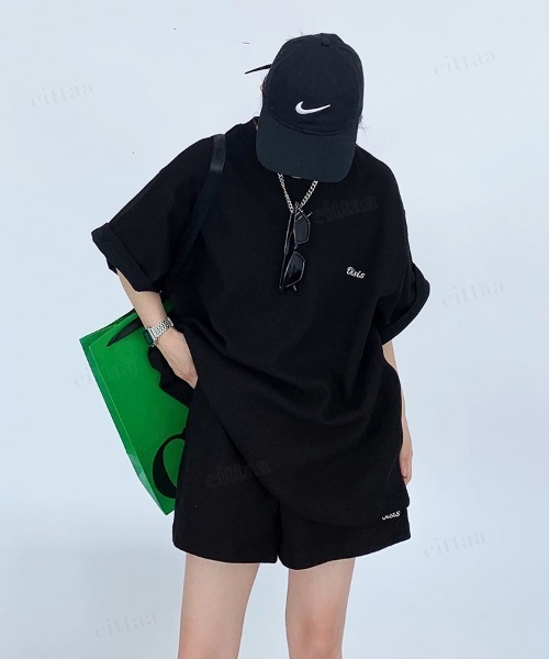 Dalfwin(ダールフィン)の「韓国ファッション 【上下セット】Oisis刺繍ワッフル半袖セットアップ(ルームウェア/パジャマ・レディース・ブラック/ベージュ・FREE)」の19枚目の写真