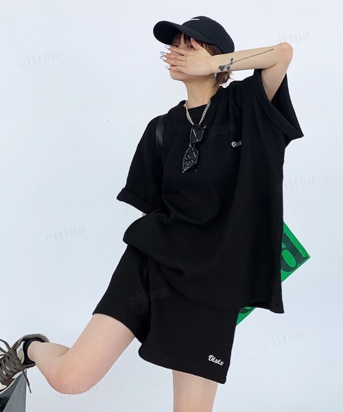 Dalfwin(ダールフィン)の「韓国ファッション 【上下セット】Oisis刺繍ワッフル半袖セットアップ(ルームウェア/パジャマ・レディース・ブラック/ベージュ・FREE)」の20枚目の写真