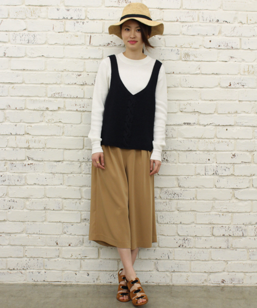 CIAOPANIC（チャオパニック）の「【Ciaopanic】T/PUジョーゼットガウチョパンツ（その他パンツ・レディース・ホワイト/ブラック/ベージュ/ネイビー・SMALL/MEDIUM）」の8枚目の写真