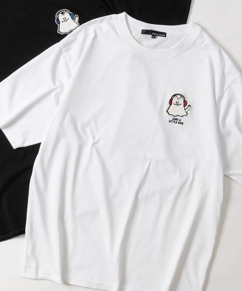 JOHN'S CLOSET（ジョンズクローゼット）の「【31】ワンポイントサガラ刺繍Tシャツ フラワー/オバケ（Tシャツ/カットソー・メンズ・ブラック系1/ブラック系2/ホワイト系1/ホワイト系2・MEDIUM/LARGE）」の2枚目の写真