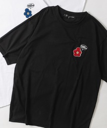 【31】ワンポイントサガラ刺繍Tシャツ フラワー/オバケ