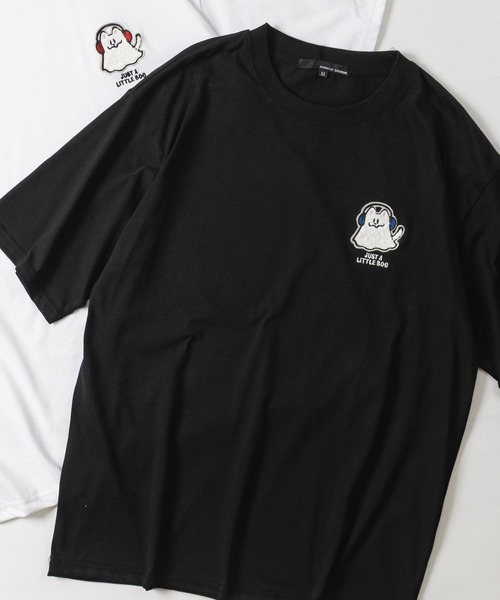 JOHN'S CLOSET（ジョンズクローゼット）の「【31】ワンポイントサガラ刺繍Tシャツ フラワー/オバケ（Tシャツ/カットソー・メンズ・ブラック系1/ブラック系2/ホワイト系1/ホワイト系2・MEDIUM/LARGE）」の4枚目の写真