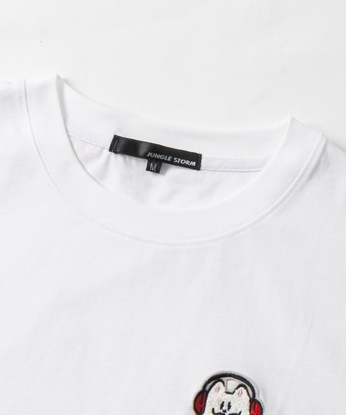JOHN'S CLOSET（ジョンズクローゼット）の「【31】ワンポイントサガラ刺繍Tシャツ フラワー/オバケ（Tシャツ/カットソー・メンズ・ブラック系1/ブラック系2/ホワイト系1/ホワイト系2・MEDIUM/LARGE）」の5枚目の写真