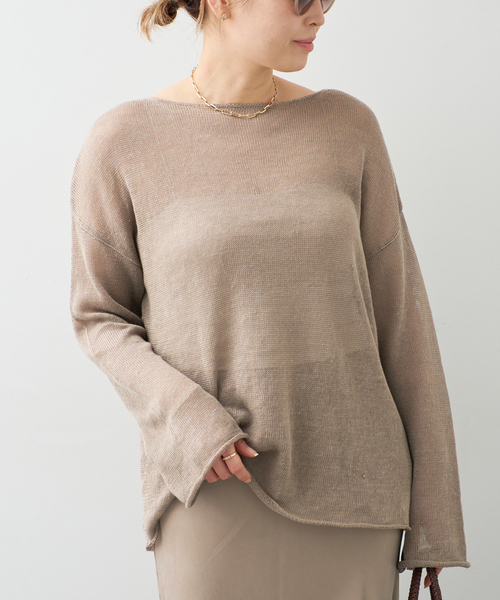 Deuxieme Classe(ドゥーズィエムクラス)の「LINO Sheer プルオーバー(ニット/セーター・レディース・ブラウン/ネイビー/ベージュ・FREE)」の2枚目の写真