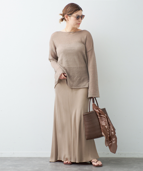 Deuxieme Classe(ドゥーズィエムクラス)の「LINO Sheer プルオーバー(ニット/セーター・レディース・ブラウン/ネイビー/ベージュ・FREE)」の5枚目の写真