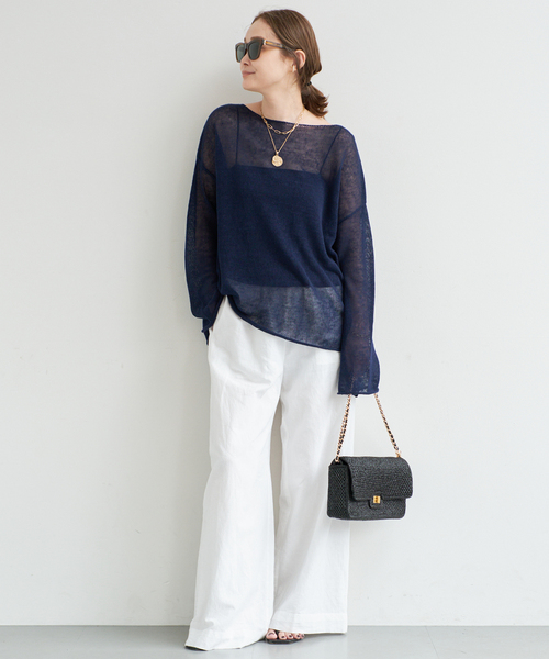 Deuxieme Classe(ドゥーズィエムクラス)の「LINO Sheer プルオーバー(ニット/セーター・レディース・ブラウン/ネイビー/ベージュ・FREE)」の6枚目の写真