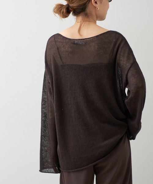 Deuxieme Classe(ドゥーズィエムクラス)の「LINO Sheer プルオーバー(ニット/セーター・レディース・ブラウン/ネイビー/ベージュ・FREE)」の9枚目の写真