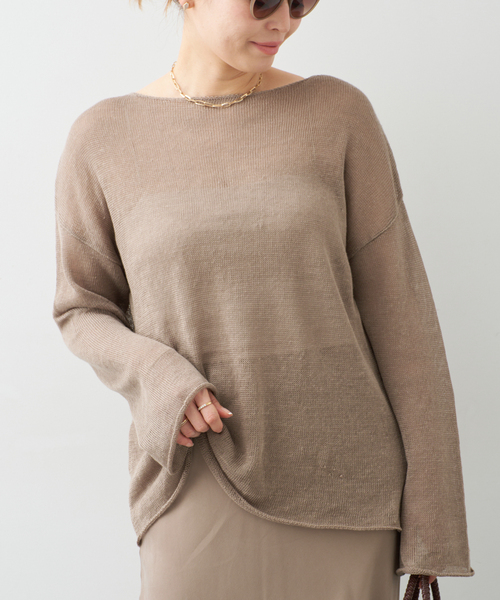 Deuxieme Classe(ドゥーズィエムクラス)の「LINO Sheer プルオーバー(ニット/セーター・レディース・ブラウン/ネイビー/ベージュ・FREE)」の13枚目の写真
