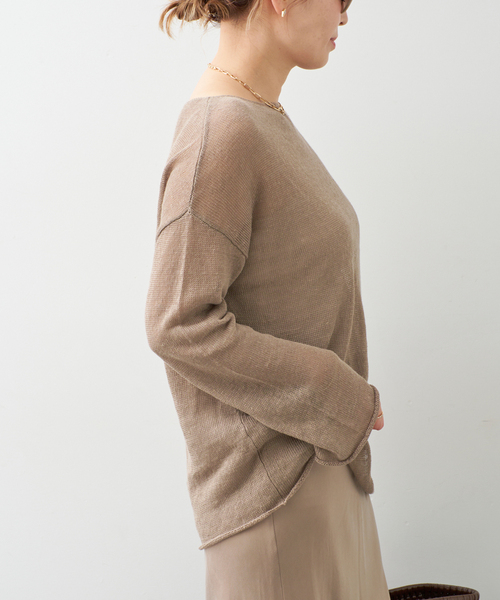 Deuxieme Classe(ドゥーズィエムクラス)の「LINO Sheer プルオーバー(ニット/セーター・レディース・ブラウン/ネイビー/ベージュ・FREE)」の14枚目の写真