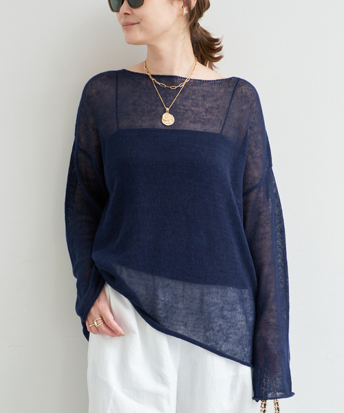 Deuxieme Classe(ドゥーズィエムクラス)の「LINO Sheer プルオーバー(ニット/セーター・レディース・ブラウン/ネイビー/ベージュ・FREE)」の19枚目の写真