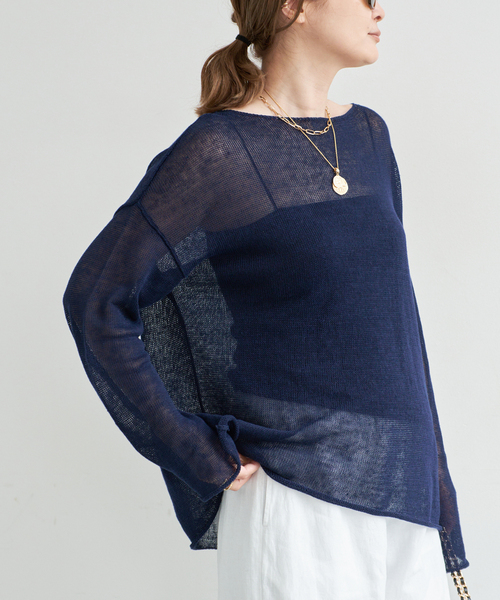 Deuxieme Classe(ドゥーズィエムクラス)の「LINO Sheer プルオーバー(ニット/セーター・レディース・ブラウン/ネイビー/ベージュ・FREE)」の20枚目の写真