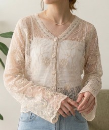 刺繍レースカーディガン