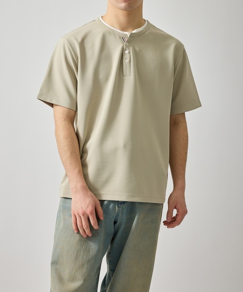 j.n.r.d(ジェー・エヌ・アール・ディー)の「リップルフェイクレイヤードヘンリーネック(Tシャツ/カットソー・メンズ・グレー/ネイビー/ブラック・L/LL/M/S)」の5枚目の写真