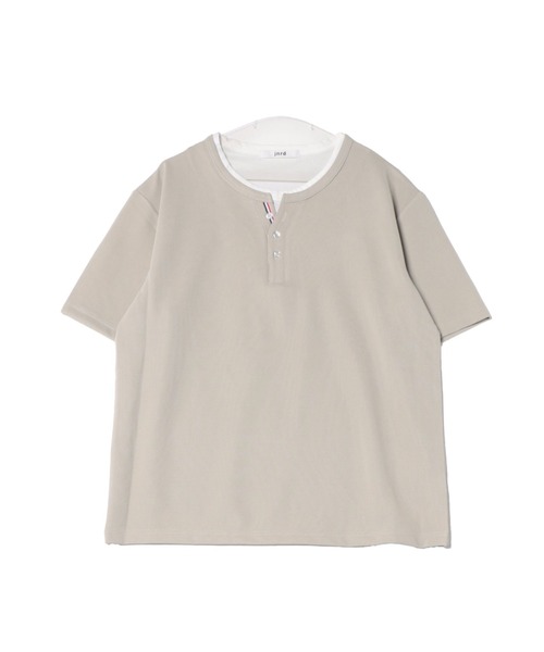j.n.r.d(ジェー・エヌ・アール・ディー)の「リップルフェイクレイヤードヘンリーネック(Tシャツ/カットソー・メンズ・グレー/ネイビー/ブラック・L/LL/M/S)」の11枚目の写真