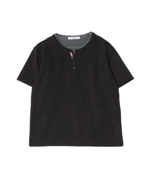 j.n.r.d(ジェー・エヌ・アール・ディー)の「リップルフェイクレイヤードヘンリーネック(Tシャツ/カットソー・メンズ・グレー/ネイビー/ブラック・L/LL/M/S)」の13枚目の写真