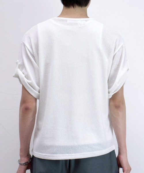 Chikashitsu +(チカシツプラス)の「【Chikashitsu +】roll up sleeve button t-shirt (4color) / 【チカシツプラス】ソフト半袖カーディガンシャツ<着用動画あり>(シャツ/ブラウス・メンズ・ブラウン/グレー/ブラック/ホワイト・ONE SIZE)」の9枚目の写真