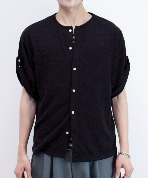 Chikashitsu +(チカシツプラス)の「【Chikashitsu +】roll up sleeve button t-shirt (4color) / 【チカシツプラス】ソフト半袖カーディガンシャツ<着用動画あり>(シャツ/ブラウス・メンズ・ブラウン/グレー/ブラック/ホワイト・ONE SIZE)」の13枚目の写真