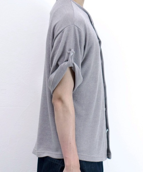 Chikashitsu +(チカシツプラス)の「【Chikashitsu +】roll up sleeve button t-shirt (4color) / 【チカシツプラス】ソフト半袖カーディガンシャツ<着用動画あり>(シャツ/ブラウス・メンズ・ブラウン/グレー/ブラック/ホワイト・ONE SIZE)」の17枚目の写真
