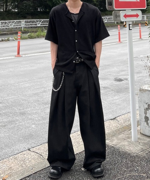 Chikashitsu +(チカシツプラス)の「【Chikashitsu +】roll up sleeve button t-shirt (4color) / 【チカシツプラス】ソフト半袖カーディガンシャツ<着用動画あり>(シャツ/ブラウス・メンズ・ブラウン/グレー/ブラック/ホワイト・ONE SIZE)」の22枚目の写真
