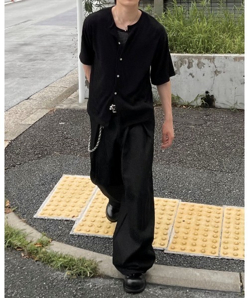 Chikashitsu +(チカシツプラス)の「【Chikashitsu +】roll up sleeve button t-shirt (4color) / 【チカシツプラス】ソフト半袖カーディガンシャツ<着用動画あり>(シャツ/ブラウス・メンズ・ブラウン/グレー/ブラック/ホワイト・ONE SIZE)」の21枚目の写真