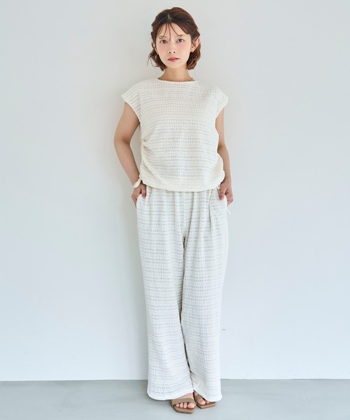 mil（ミル）の「シアージャガード ドロストトップス【587231】（Tシャツ/カットソー・レディース・ブラック/アイボリー/ダークブラウン・ONE SIZE）」の12枚目の写真