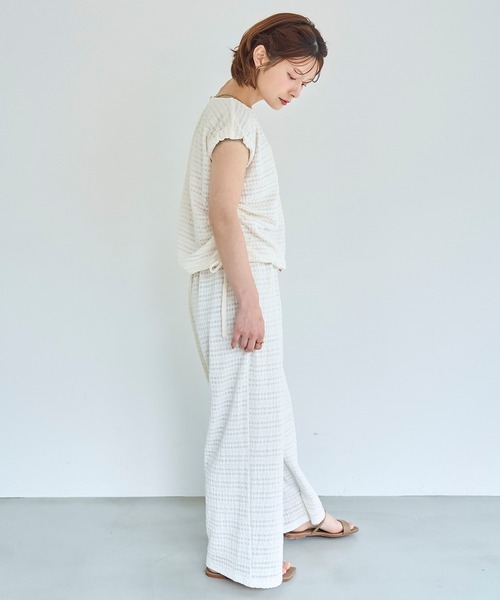 mil（ミル）の「シアージャガード ドロストトップス【587231】（Tシャツ/カットソー・レディース・ブラック/アイボリー/ダークブラウン・ONE SIZE）」の11枚目の写真