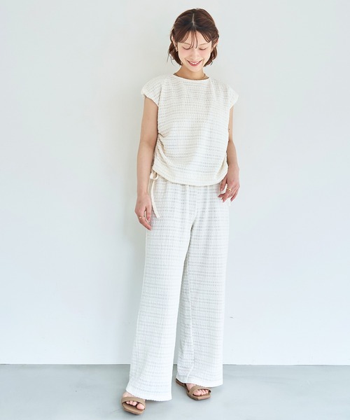 mil（ミル）の「シアージャガード ドロストトップス【587231】（Tシャツ/カットソー・レディース・ブラック/アイボリー/ダークブラウン・ONE SIZE）」の9枚目の写真