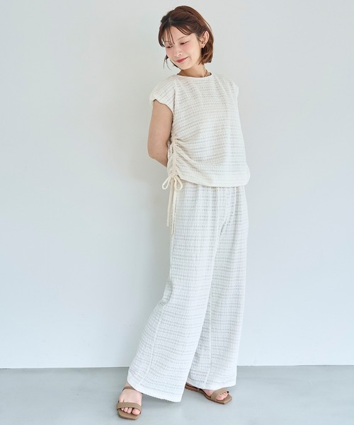 mil（ミル）の「シアージャガード ドロストトップス【587231】（Tシャツ/カットソー・レディース・ブラック/アイボリー/ダークブラウン・ONE SIZE）」の8枚目の写真