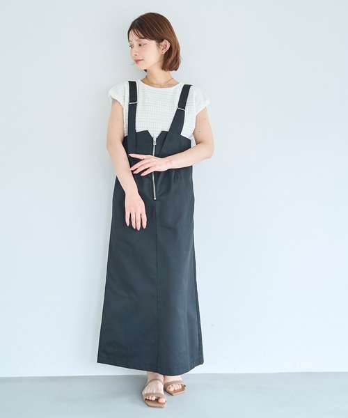 mil（ミル）の「シアージャガード ドロストトップス【587231】（Tシャツ/カットソー・レディース・ブラック/アイボリー/ダークブラウン・ONE SIZE）」の6枚目の写真