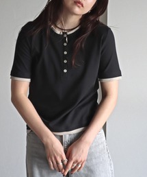 COURO | バイカラーヘンリーネックカットソー(Tシャツ/カットソー)