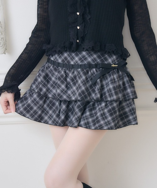 couture BY ROJITA(クチュールバイロジータ)の「チェックティアードミニスカパン(スカート・レディース・ブラック/ブラウン・FREE)」の3枚目の写真