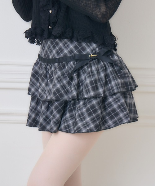 couture BY ROJITA(クチュールバイロジータ)の「チェックティアードミニスカパン(スカート・レディース・ブラック/ブラウン・FREE)」の6枚目の写真