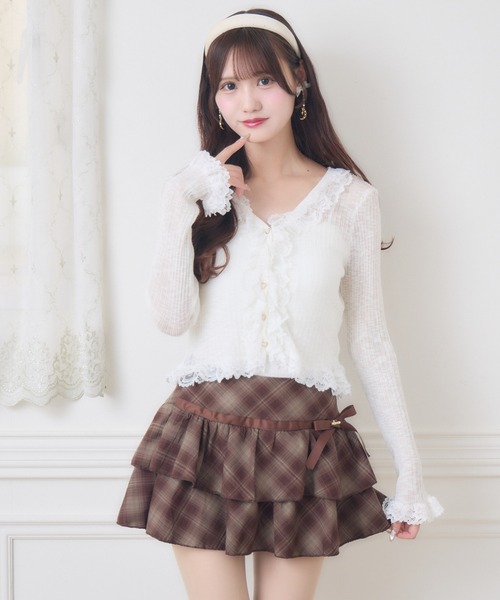 couture BY ROJITA(クチュールバイロジータ)の「チェックティアードミニスカパン(スカート・レディース・ブラック/ブラウン・FREE)」の14枚目の写真