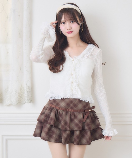 couture BY ROJITA(クチュールバイロジータ)の「チェックティアードミニスカパン(スカート・レディース・ブラック/ブラウン・FREE)」の15枚目の写真