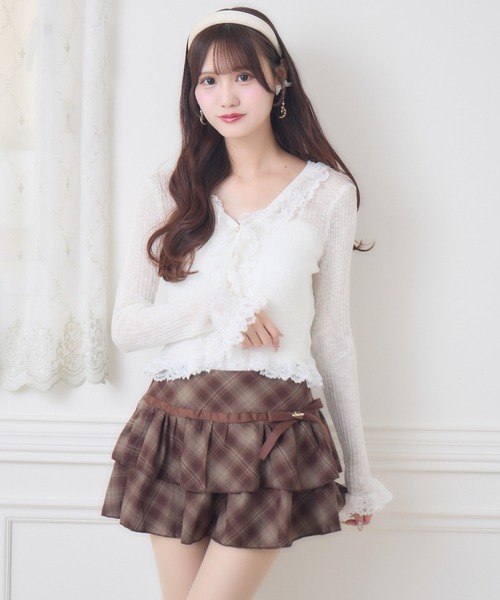 couture BY ROJITA(クチュールバイロジータ)の「チェックティアードミニスカパン(スカート・レディース・ブラック/ブラウン・FREE)」の17枚目の写真