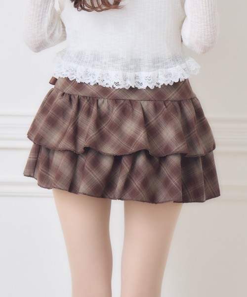 couture BY ROJITA(クチュールバイロジータ)の「チェックティアードミニスカパン(スカート・レディース・ブラック/ブラウン・FREE)」の19枚目の写真