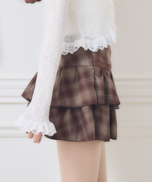 couture BY ROJITA(クチュールバイロジータ)の「チェックティアードミニスカパン(スカート・レディース・ブラック/ブラウン・FREE)」の20枚目の写真