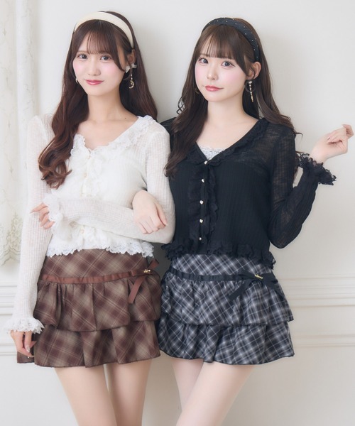 couture BY ROJITA(クチュールバイロジータ)の「チェックティアードミニスカパン(スカート・レディース・ブラック/ブラウン・FREE)」の12枚目の写真