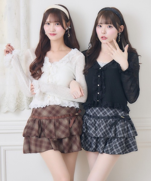 couture BY ROJITA(クチュールバイロジータ)の「チェックティアードミニスカパン(スカート・レディース・ブラック/ブラウン・FREE)」の13枚目の写真