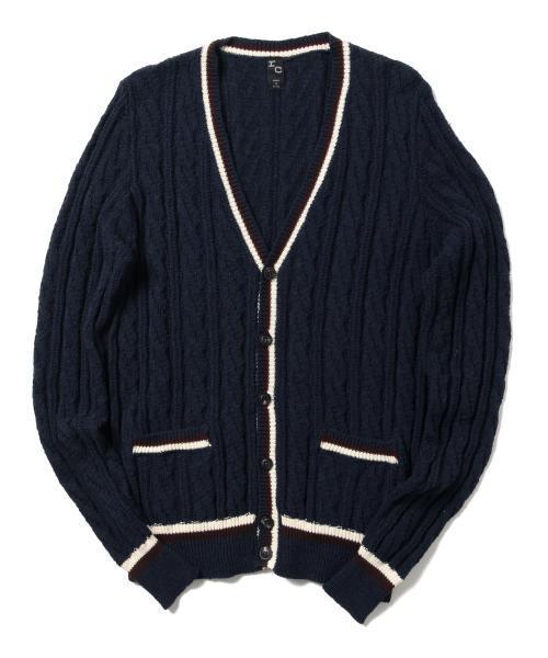BRILLA per il gusto(ブリッラペルイルグースト)の「RC / ラインケーブルカーディガン(カーディガン/ボレロ・メンズ・オフホワイト/ネイビー・46/44/48/50)」の1枚目の写真