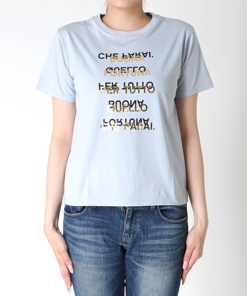 Jines(ジネス)の「箔ロゴプリントTシャツ(Tシャツ/カットソー・レディース・ブラウン/ブルー/ブラック/ホワイト・38)」の11枚目の写真