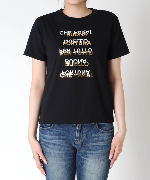 Jines(ジネス)の「箔ロゴプリントTシャツ(Tシャツ/カットソー・レディース・ブラウン/ブルー/ブラック/ホワイト・38)」の18枚目の写真