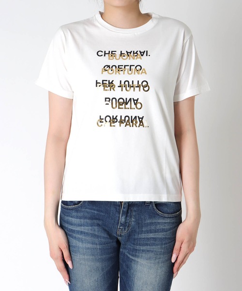 Jines(ジネス)の「箔ロゴプリントTシャツ(Tシャツ/カットソー・レディース・ブラウン/ブルー/ブラック/ホワイト・38)」の20枚目の写真