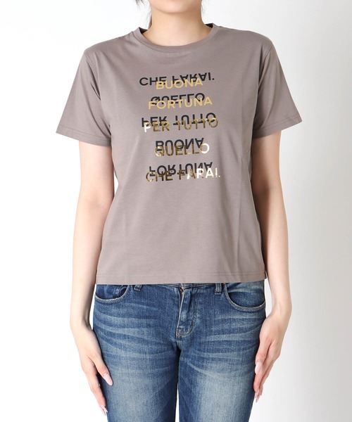 Jines(ジネス)の「箔ロゴプリントTシャツ(Tシャツ/カットソー・レディース・ブラウン/ブルー/ブラック/ホワイト・38)」の22枚目の写真