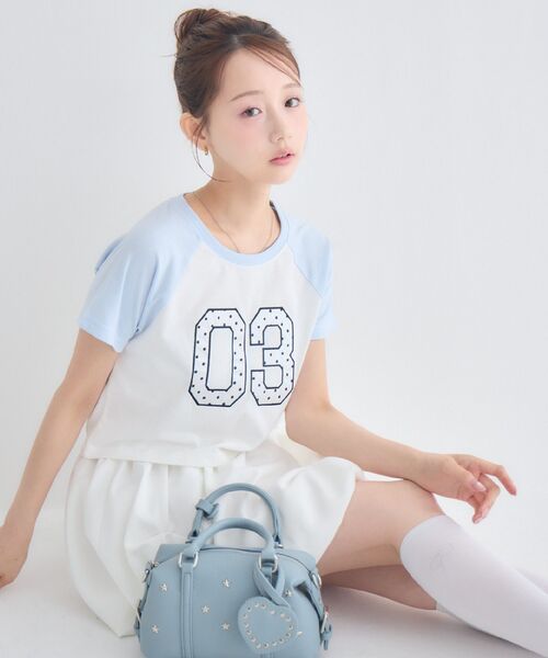 ems excite(エムズエキサイト)の「アソートナンバーラグランTシャツ(Tシャツ/カットソー・レディース・ブラウン/ブラック/ブルー・FREE)」の4枚目の写真